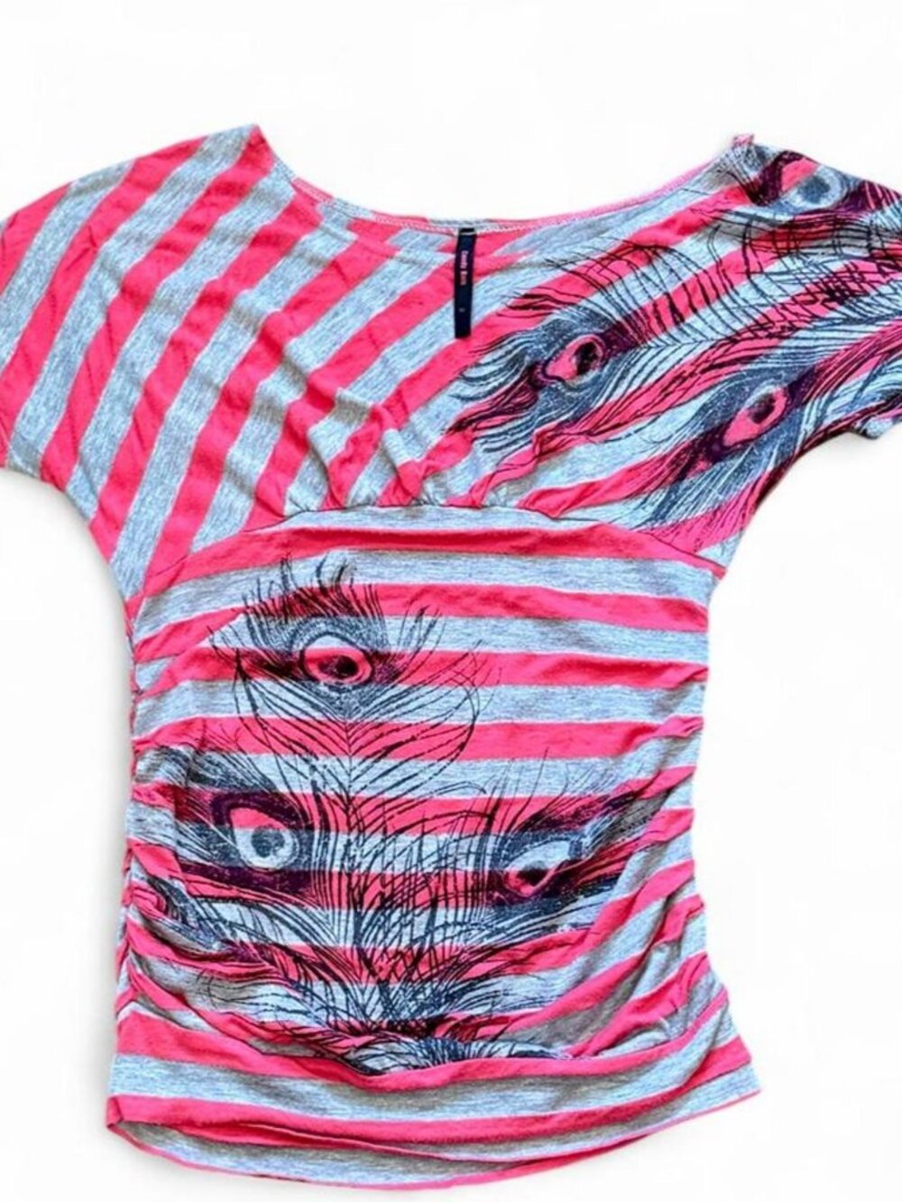 Y2K Pink Gray Striped Tube Top